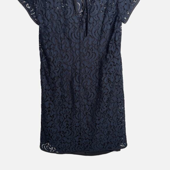 Ann Taylor LOFT Lace Shift Dress Women’s 10 Navy Short Sleeve Lined Cocktail - Picture 4 of 16